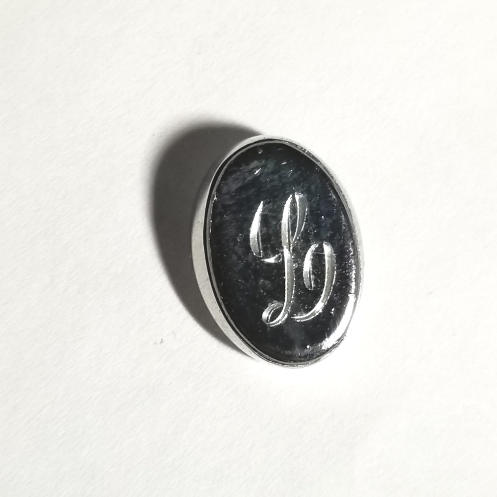 Vintage letter L tie tack pin silver tone alphabet monogram